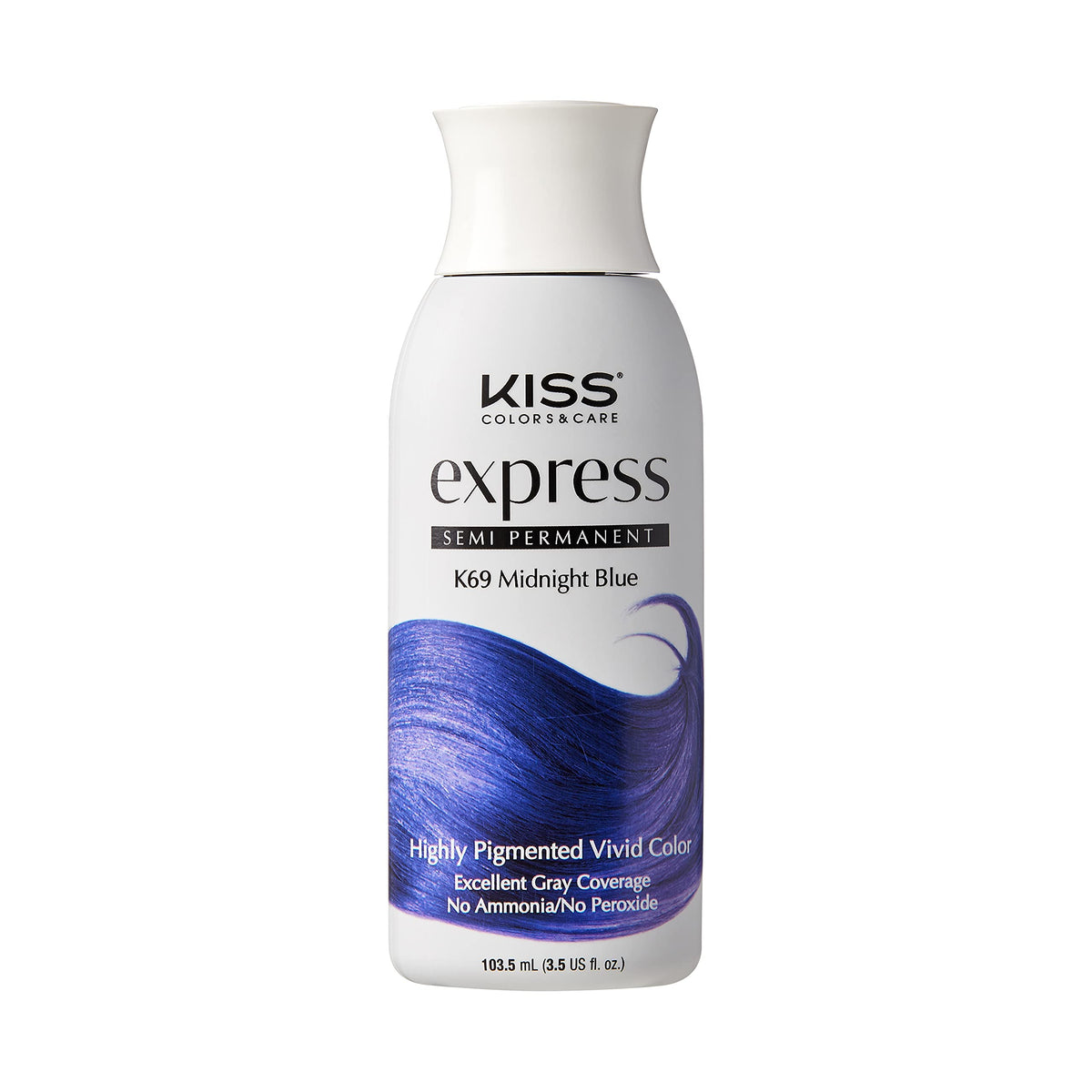 Kiss Express Semi-Permanent Hair Color 100Ml (3.5 Us Fl.Oz) (1 Count, Midnight Blue)
