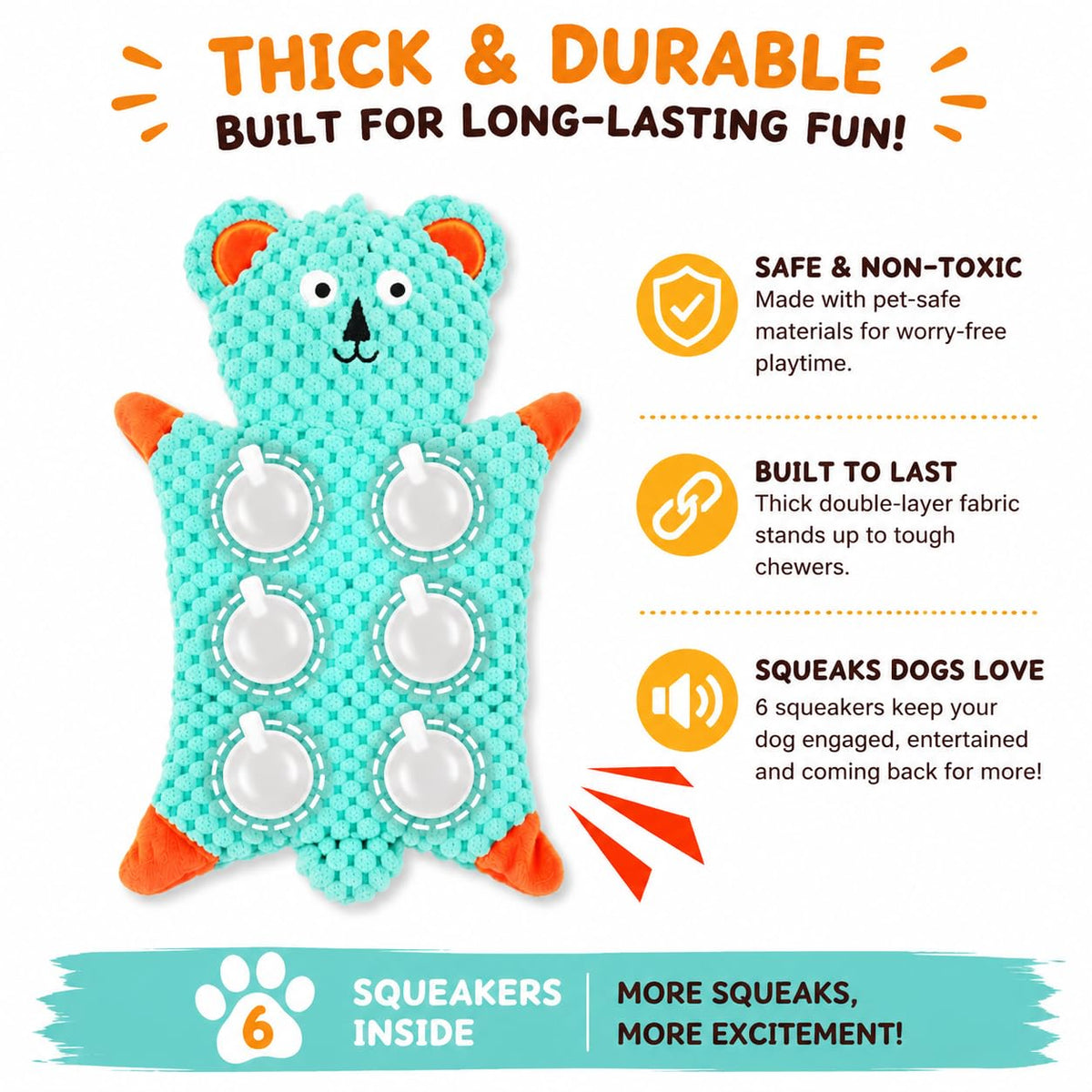 Not Stuffing Dog Toys, Soft Plush Animal Toys for Dogs,5 Pack Durable Stuffless Chew Toys for Small & Medium Dogs, Interactive Toss Tug Cuddle Toys for Puppies