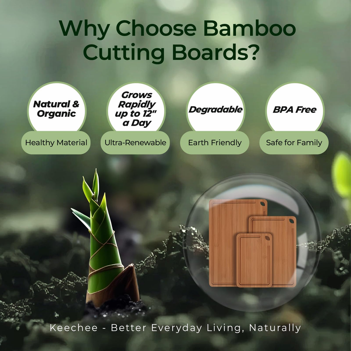 Keechee Bamboo Cutting Board, Durable Wood Cutting Boards for Kitchen with Deep Juice Grooves & Built-in Handles, Ideal Charcuterie & Chopping for Meat, Vegetables and Fruits Kitchen Gifts for Men