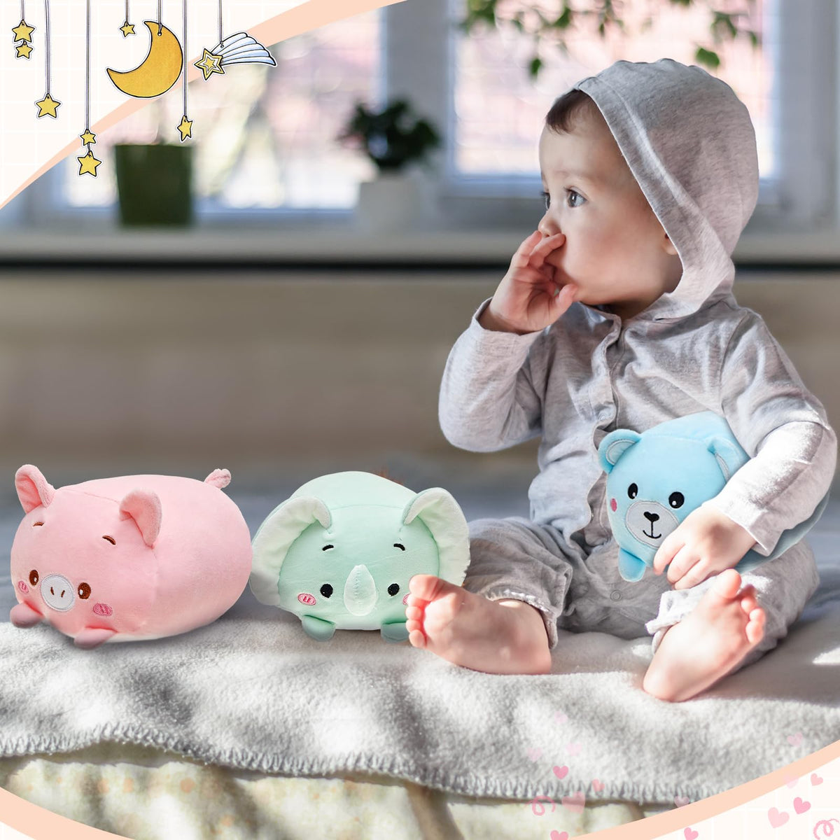 6 Pcs Stuffed Animals Plushies Bulk 8"Cute Plush Toys, 6 Cute Animal