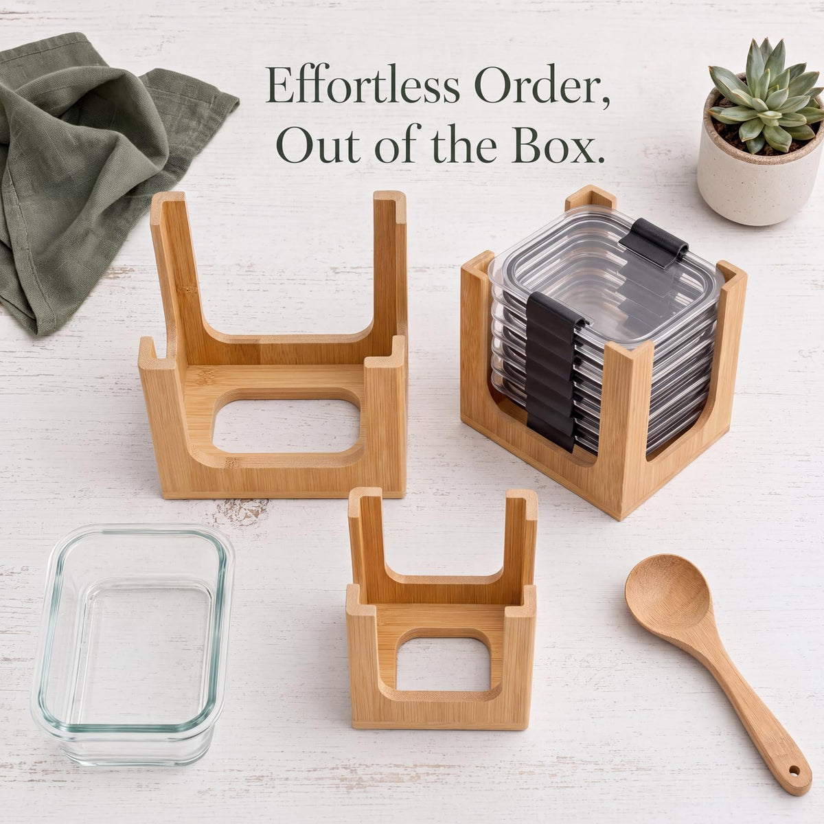 Ojanoot 3 PCS Bamboo Lid Organizer for Rubbermaid Brilliance, Food Storage Container Lid Holder Rack, Kitchen Cabinet Countertop Storage, Fits 0.5, 1.3, 2.85, 3.2, 4.7, 6.6, 7.8, 12 & 16 Cup Lids