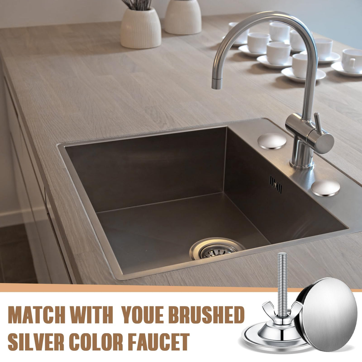 LEIFIDE 2 Inch Faucet Hole Cover for Kitchen Sink,Brushed Stainless Steel