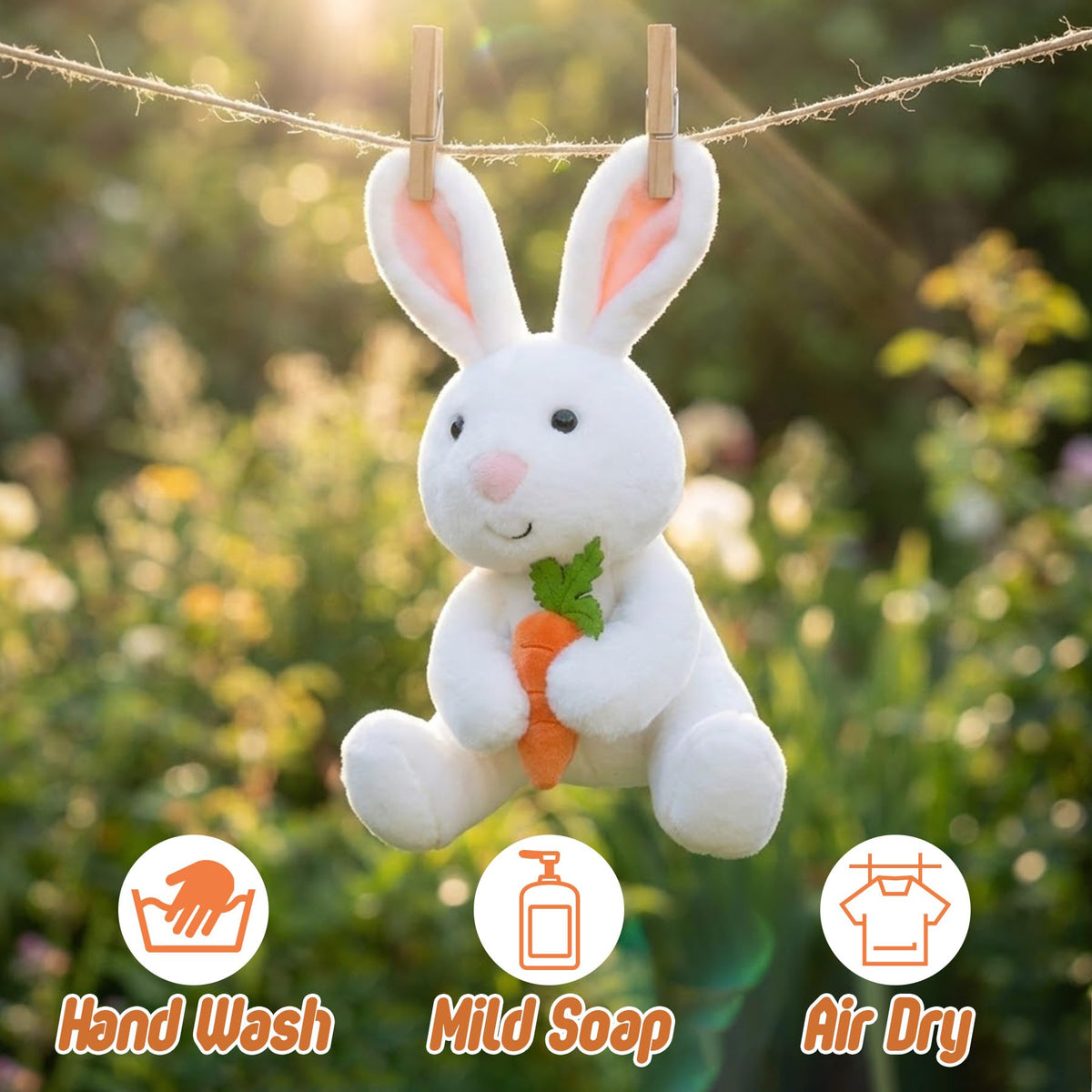 okegztoa Bunny Plushie Holding Carrot Stuffed Animal Soft Toy Foodie Vegetable Theme Easter Basket Stuffers Gifts for Baby Boy Kids Children Nursery Room Decor Holiday Spring Surprise 10.6 Inch 5.1 oz