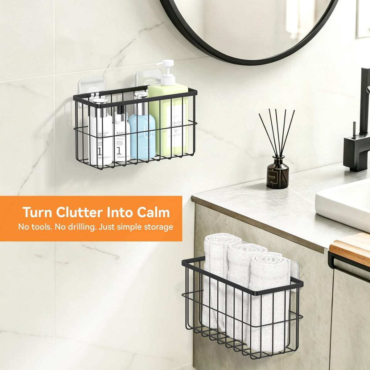 FAMNONE 2-Pack Adhesive Cabinet Door Organizer, 5.9" Inside Cabinet Storage