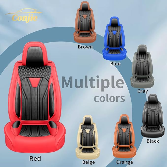 Fit Juke Car Seat Covers Compatible with Nissan Juke 2012-2015 2016 - Full Set Premium Leather, Waterproof Breathable, All-Weather Seat Cushion Protecto&Airbag Compatible (Red & Black