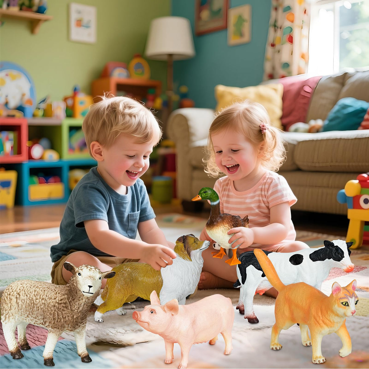 Hazibao 6 Pack Soft Jumbo Farm Animal Toys,Big Realistic Animals Farm Figures for Kids Toddlers Boys Girls 1 2 3 4 5Year Old,Christmas Brithday Gift