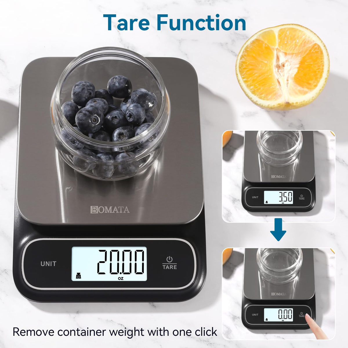 BOMATA Waterproof IPX6 Kitchen Scale with 0.1 g/0.01 oz High Precision