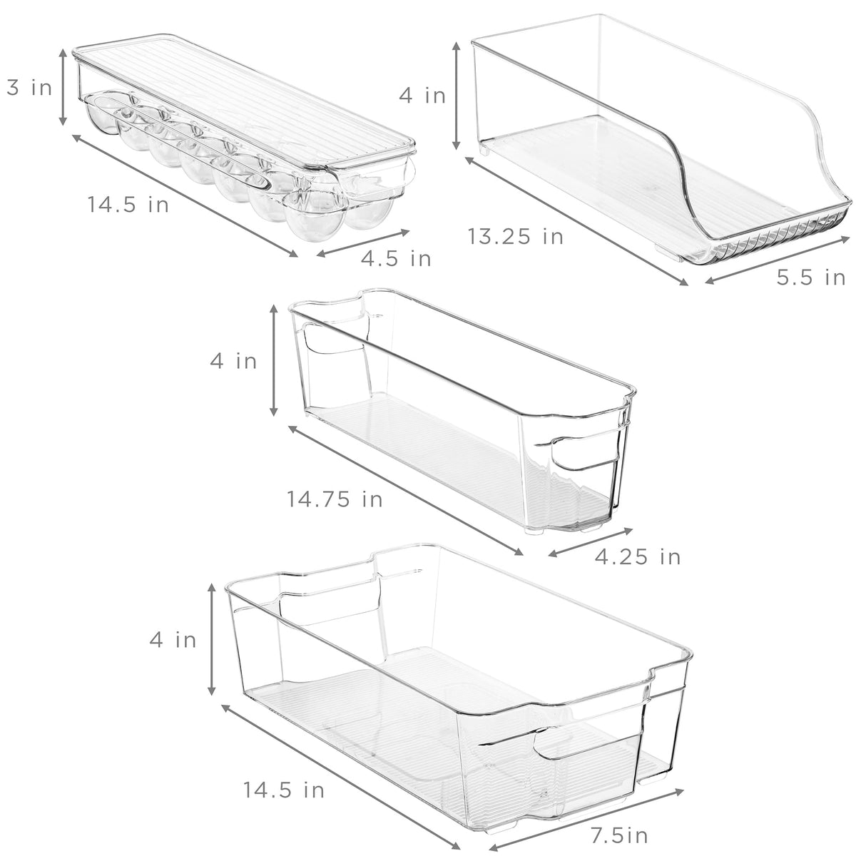 Sorbus Fridge Organizers and Storage Bins for Pantry & Fridge (6 Piece Set)