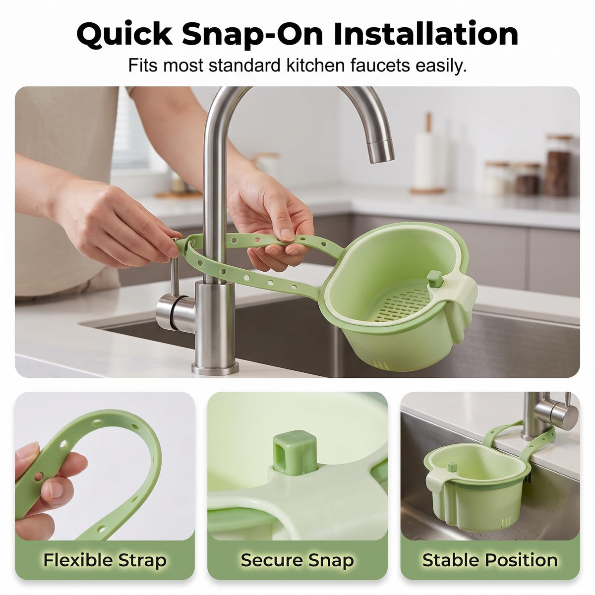 Hanging Sink Drain Basket, Press-to-Dump Kitchen Strainer (Brown)