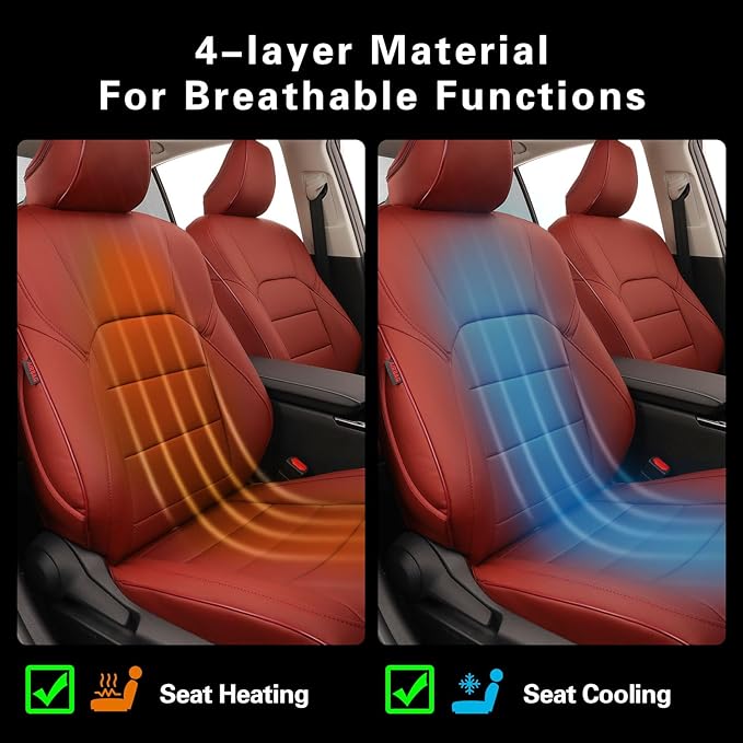 EKR Camry Seat Covers for Toyota Camry XSE,XLE 2025 2026 Waterproof Leather Car Seat Cover Full Set for Trucks SUV-Faux Leather (Burgundy)