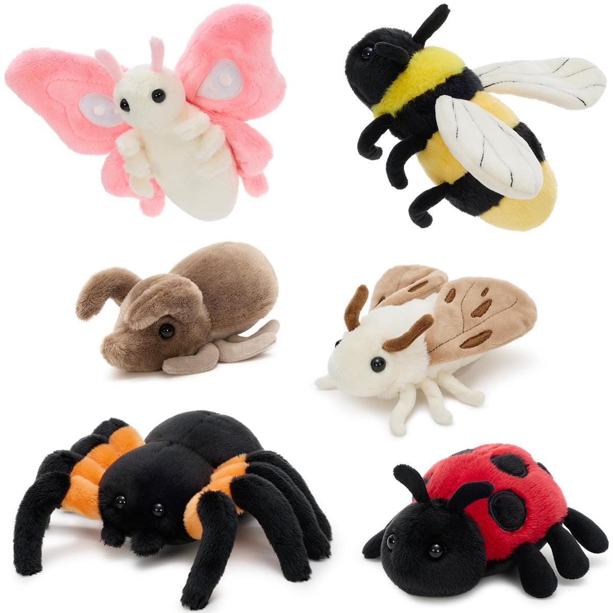 MorisMos Bug Plush Set, 6 Pack 6 Inch Insect Stuffed Animals for Kids
