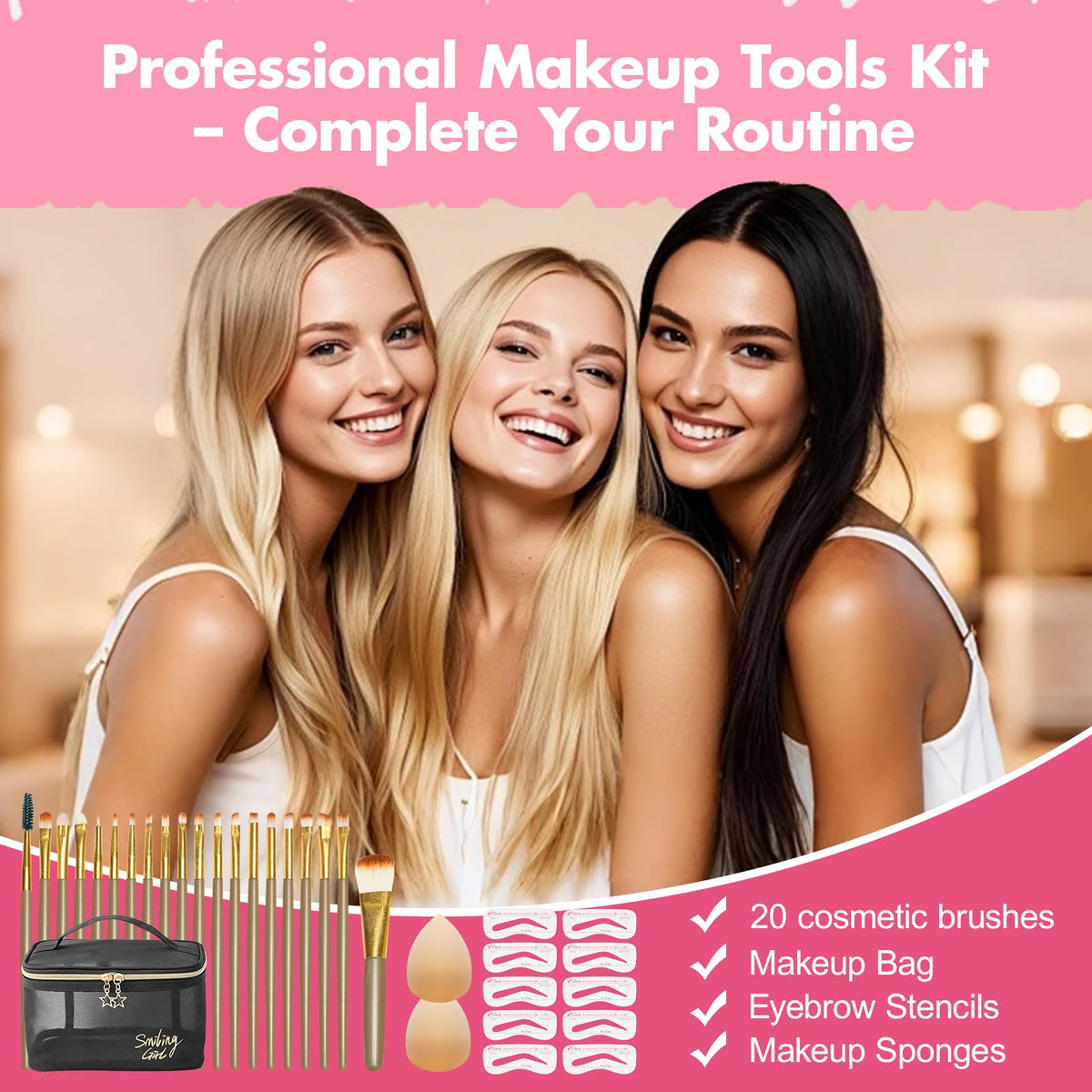 Makeup Kit for Teens & Girls, Makeup Gift Set for Beginners Teenager, Makeup Essential Bundle Includes Foundation Eyeshadow Contour Palette Lipstick Eyeliner Mascara Cosmetic Brush Set