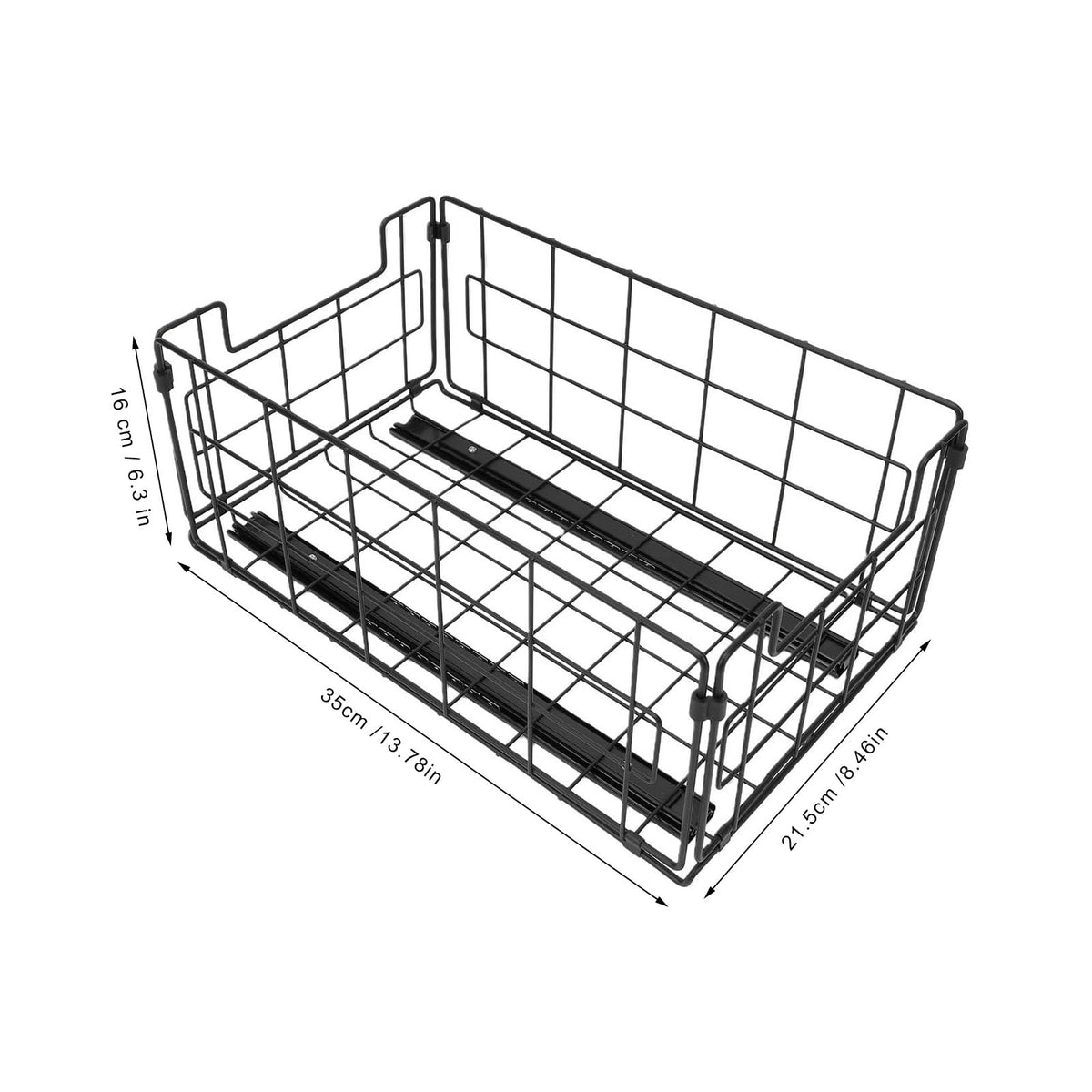 Irishom Expandable Shelf Pull Out Cabinet Basket Organizer, 2 Pack