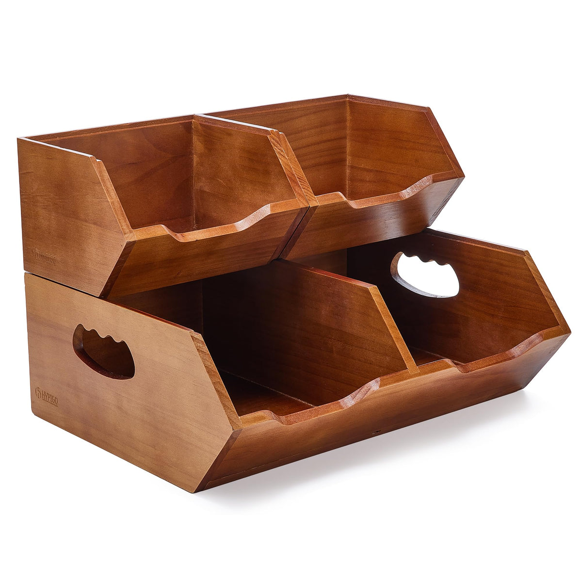 HYPIGO Wood Potato & Onion Storage Bin,2-tier Stackable Pantry Organizer