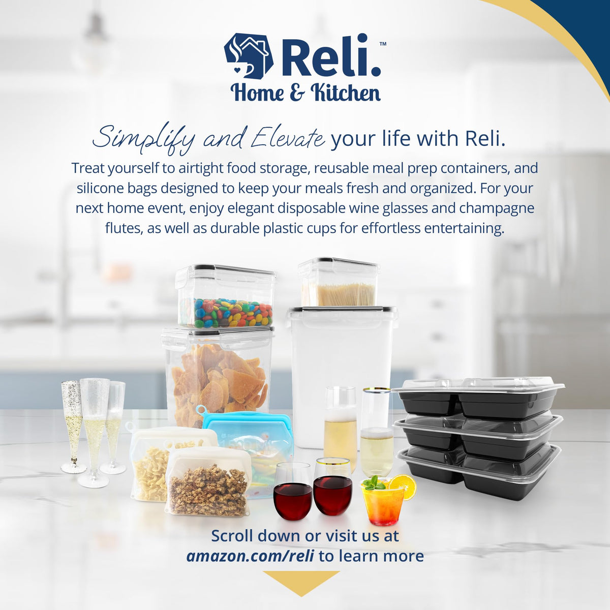 Reli. Pantry Organizers and Storage | Food Containers with Lids (26 Sets)
