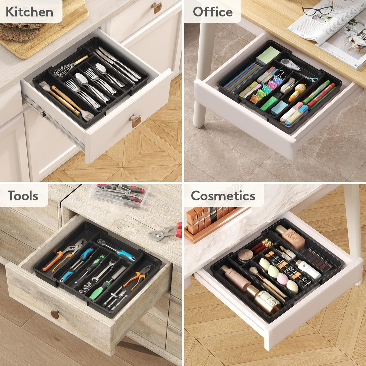 Lifewit Expandable Silverware Drawer Organizer, Kitchen Utensil Tray