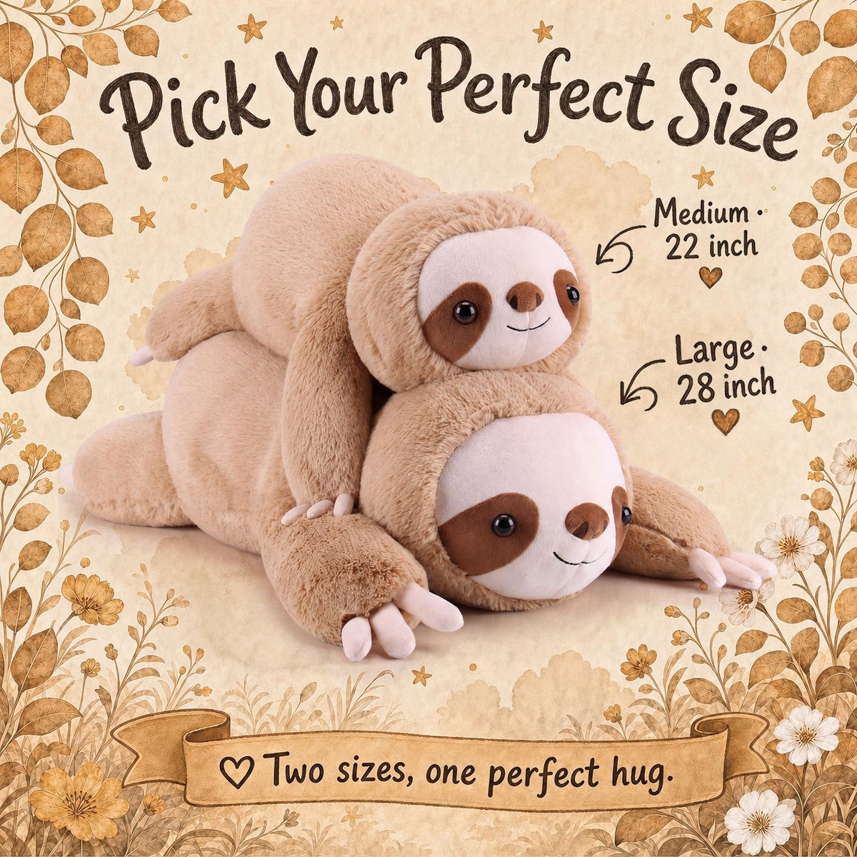 gnomantic Sloth Weighted Stuffed Animals, Plush Pillow for Kids