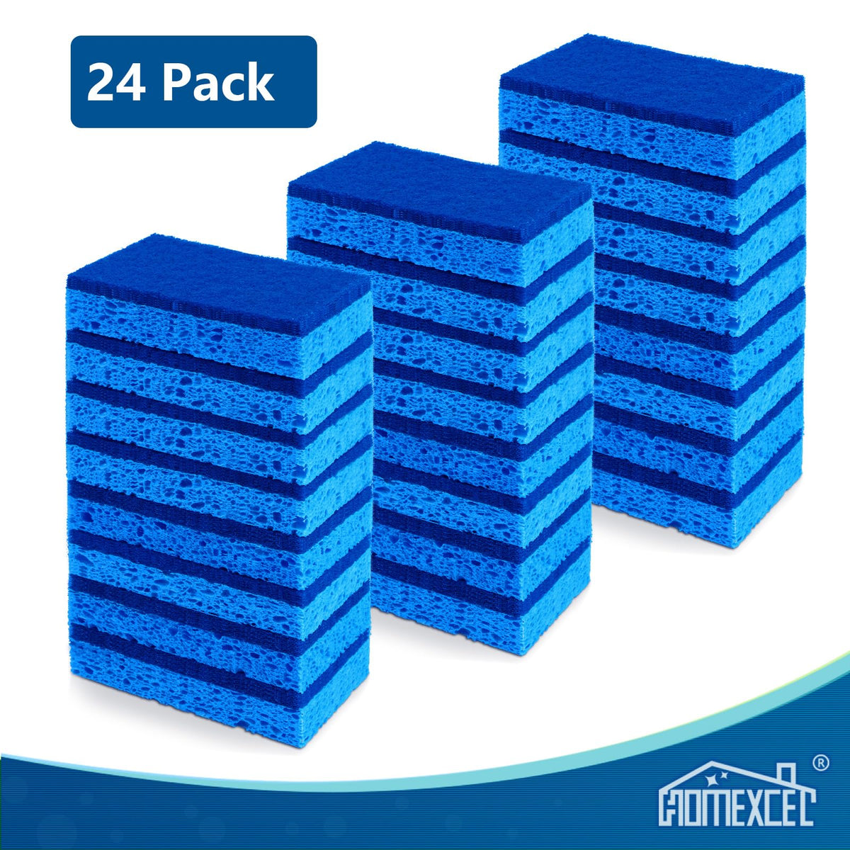 HOMEXCEL Sponges Kitchen 24 Pack, Non Scratch Scrub Dish Sponge for Dishes