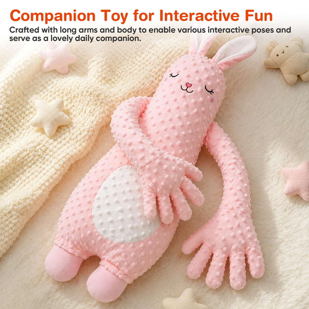 Interactive Plush Toy, Cute Animal Plush Stuffed Doll for Girls Boys, Portable Fun Play Toy for Home, Travel and Gift (Pink Rabbit)