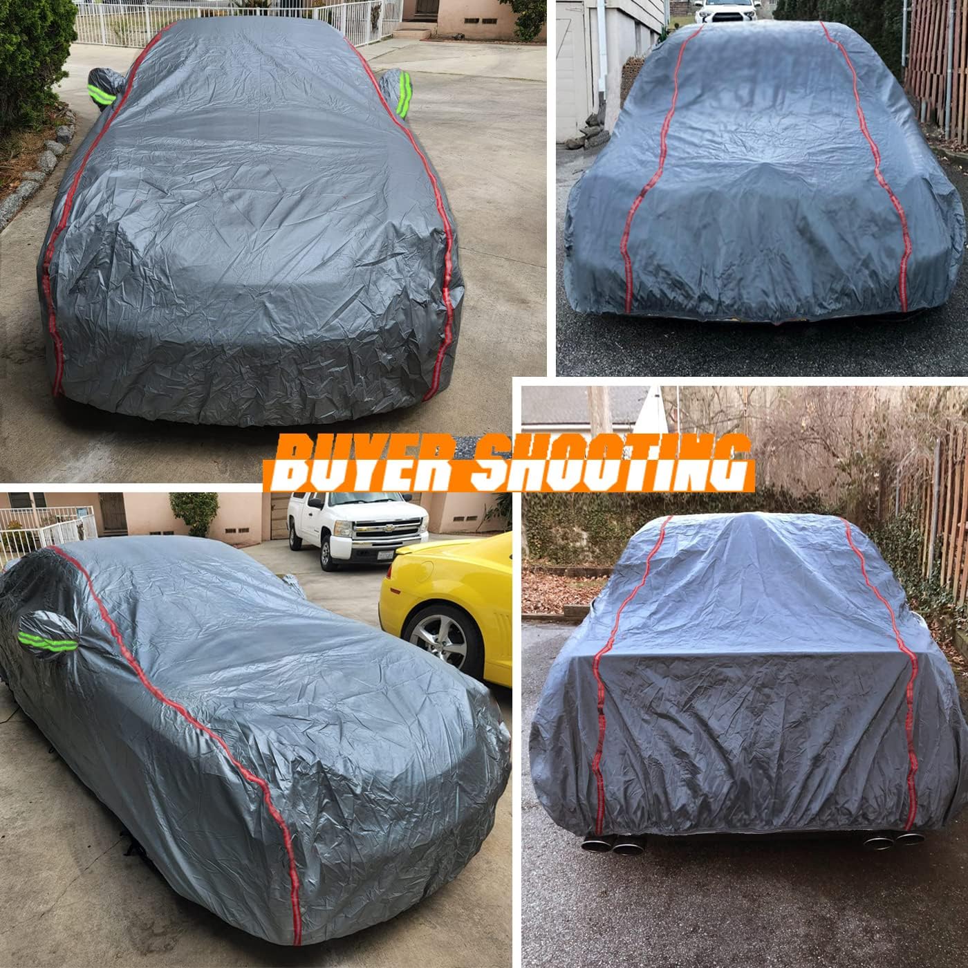Waterproof Zipper Doors Car Cover for Pickup, Chevrolet Silverado 1500 2500 3500/ Ford F-150 F-250/ Ram 1500 2500 3500, for Indoor Outdoor Sunscreen UV Prevention Snowproof Wind, 230"-260",C9