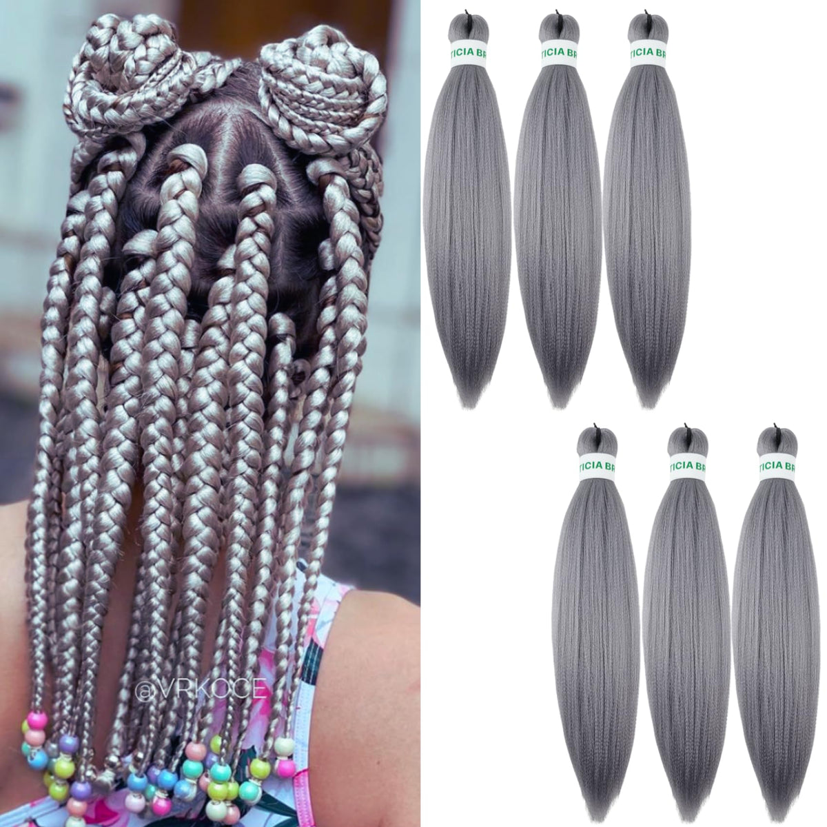Leticia Gray Braiding Hair Pre Stretched Prefeathered Braiding Hair Extensions 16Inch