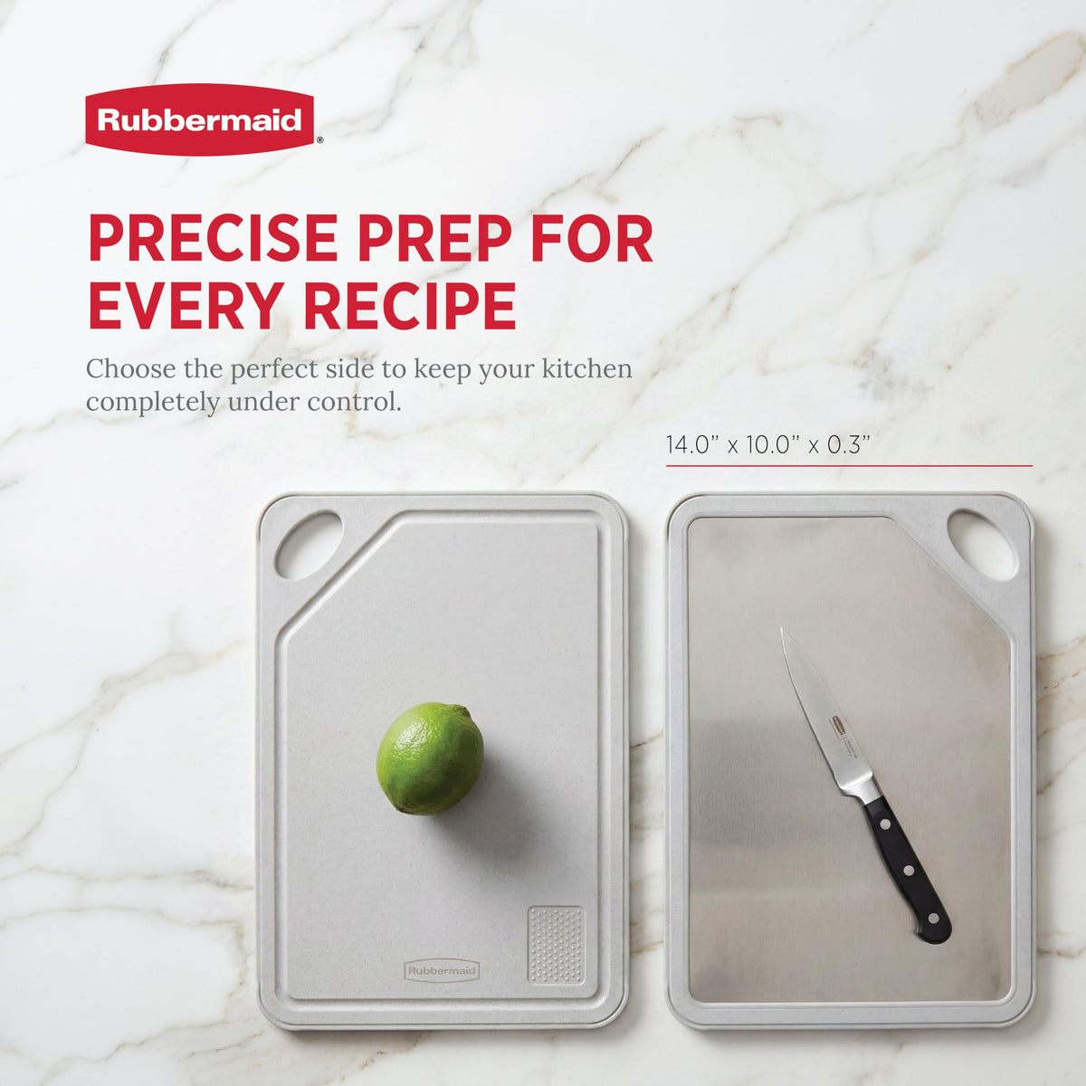 Rubbermaid Stainless Steel Cutting Board, Dishwasher Safe Double Sided Cutting Boards for Kitchen | BPA Free Non Toxic Chopping Board for Meat, Veggies & Fruits | Wheat Fiber & Steel Cutting Board