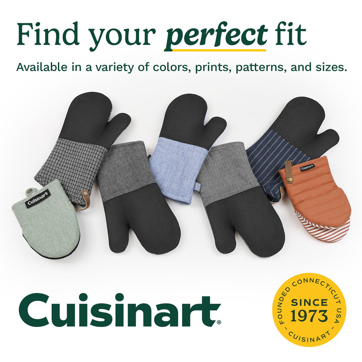 Cuisinart Mini Oven Mitts, 2-Pack, Neoprene Grip, Heat Resistant 350F