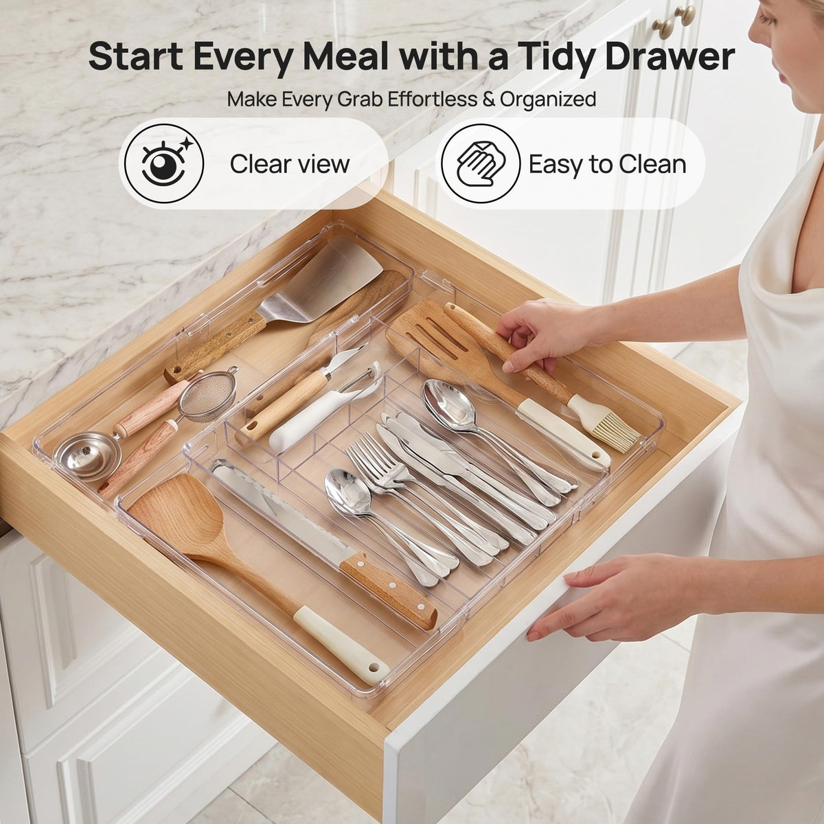 Vtopmart Expandable Silverware Organizer, Kitchen Drawer Tray, 6-9 Slots