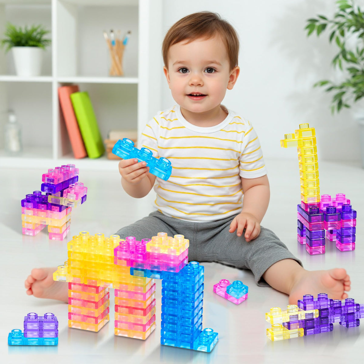 40PCS Original Soft Building Blocks for Kids, Gummy Squishy Stacking Toy