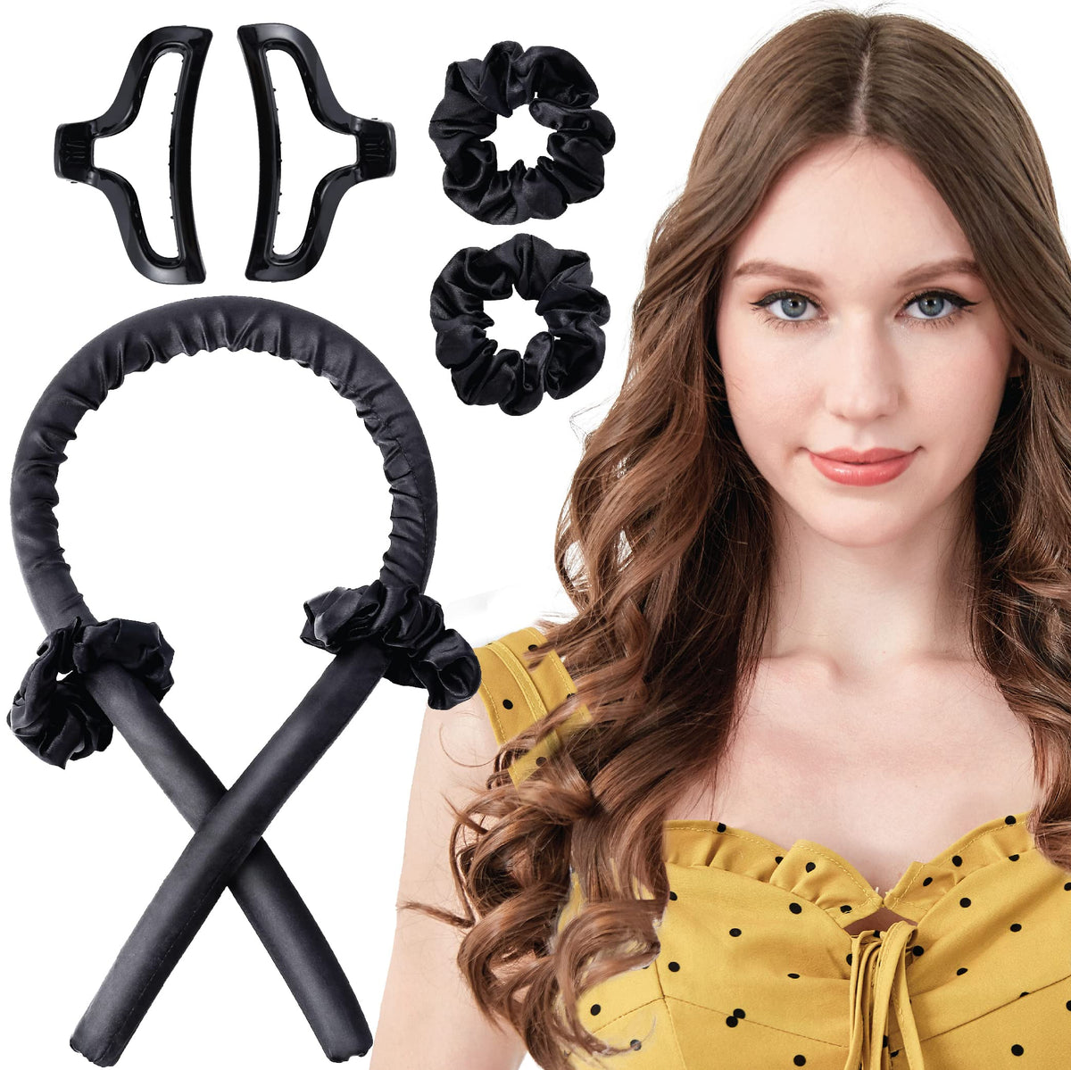 Heatless Curling Rod Silk Headband, No Heat Curls Rollers, Curlers With Ribbons Sleeping Soft Wave Hair Curler Diy Hair Styling