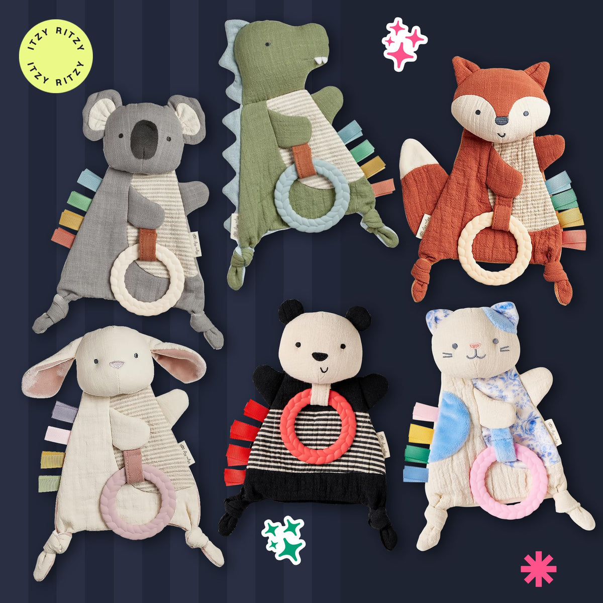 Itzy Ritzy Bitzy Crinkle Sensory Toy with Teething Toy, 0+ Months (Bunny)