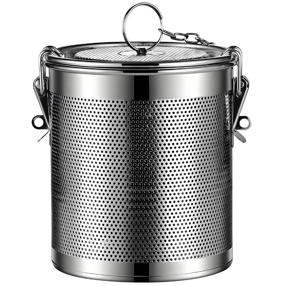 Vexillaris Stainless Steel Spice Infusion Basket, Large Cooking Spice Strainer, Mesh Design Strainer Soup Separator Basket with Chain Hook, Suitable for Home Kitchens (3.2L)