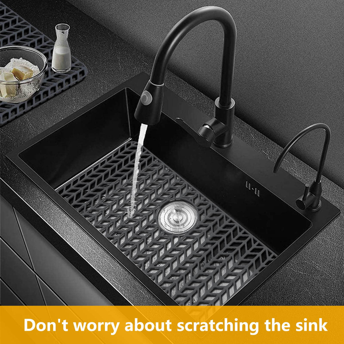 JOOKKI Sink Protectors for Kitchen Sink26"x14"Rear Drain kitchen Sink Mat