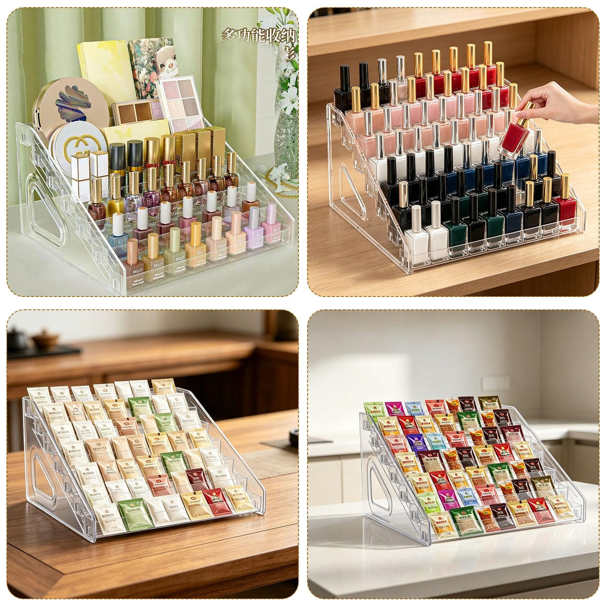 2Pcs Acrylic Seasoning Packet Organizer Display Stand Storage