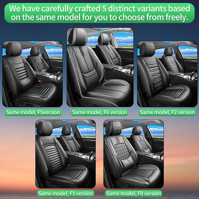 Fit Honda Fit Car Seat Covers for Honda Fit 2007-2019 2020-Upgraded Premium Waterproof & Breathable Leather,Airbag Compatible,All-Weather Seat Cushion Protector,Full Set,Black-Grey
