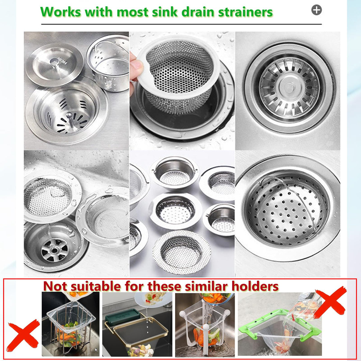 300 Filter Net Bags for Sink Drain Strainer with Storage & Dispenser Box