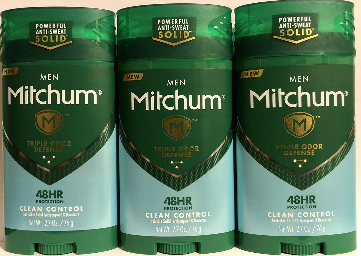 Mitchum Advanced Control Invisible Solid Clean Control For Men, 2.7 Oz (Pack Of 3)