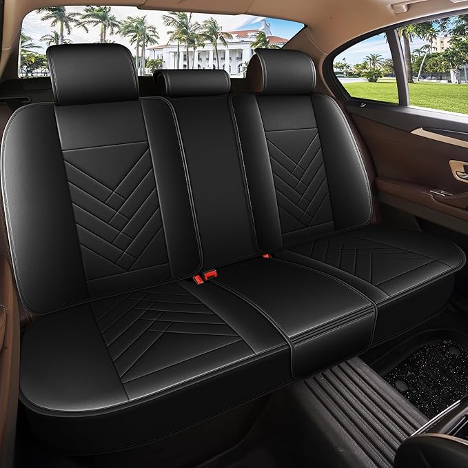AOMSAZTO Car Seat Covers Full Set Fit for Nissan Rogue Sport 2017-2022 Waterproof Faux Leather Car Seat Cushions Automotive 5 Seat Covers Set(Black)