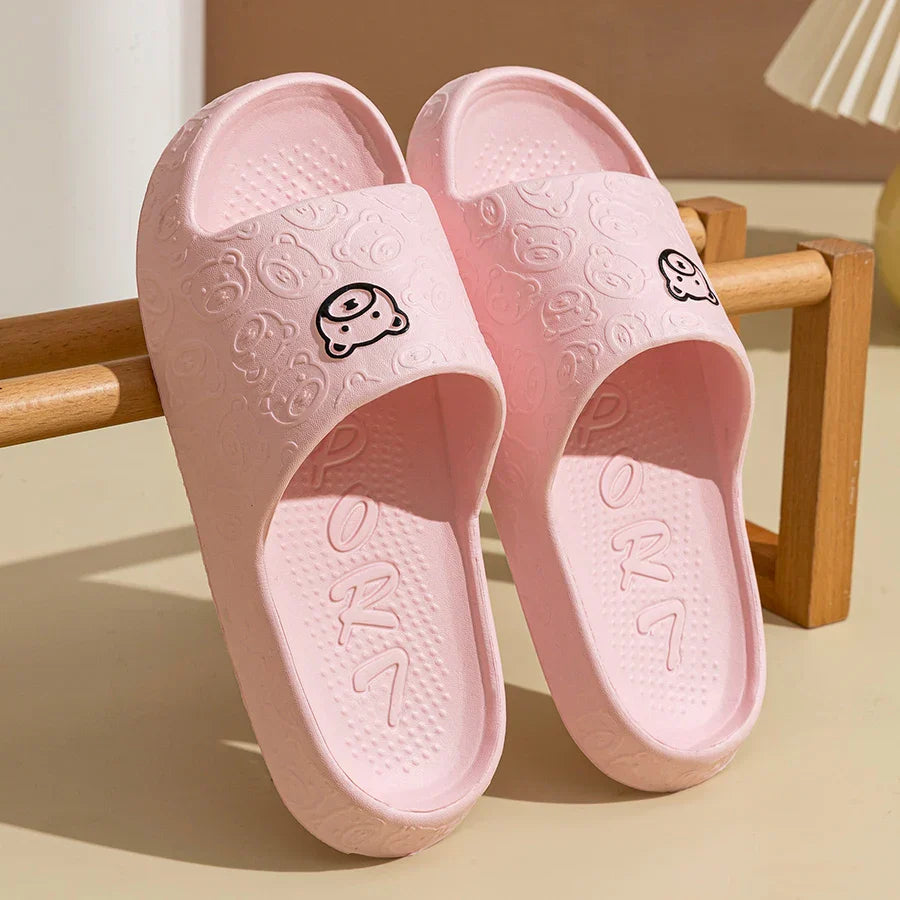 Summer Bear Print Slippers