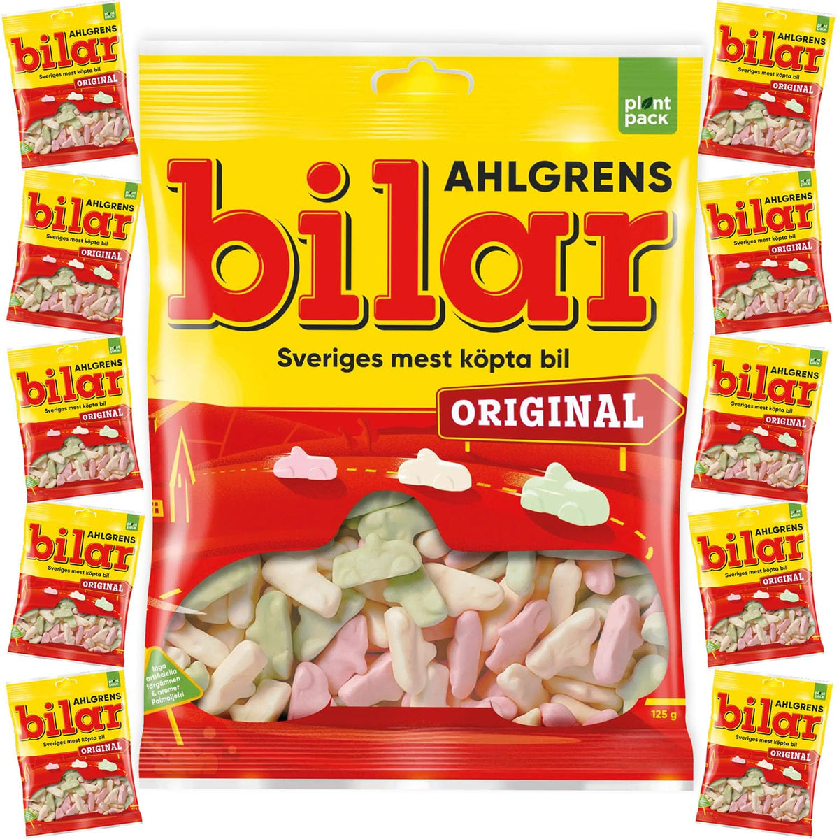 Ahlgrens Bilar Original – 10 Bags x 125g | Swedish Candy, Chewy Marshmallow Cars