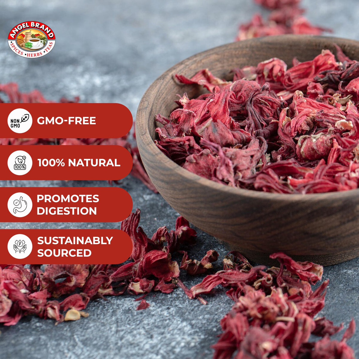 Angel Brand Dried Sorrel Hibiscus Flowers 1.5 lb Pouch | Hibiscus Tea Loose Leaf