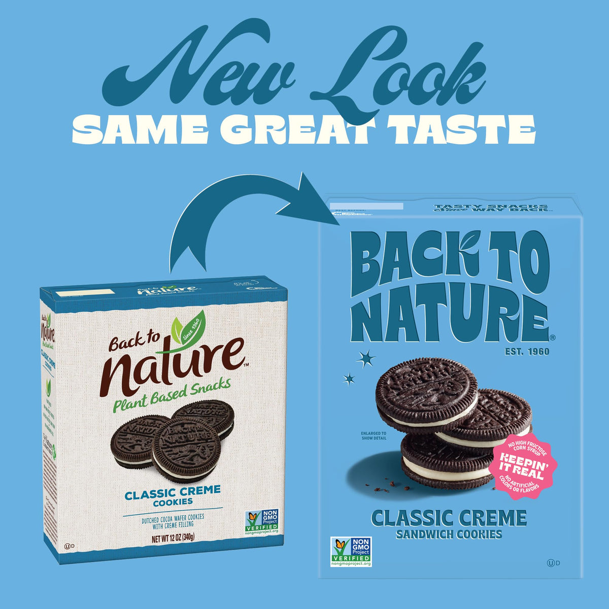Back to Nature Classic Creme Sandwich Cookies – Plant-Based, Non-GMO, Kosher (9 oz x 6)
