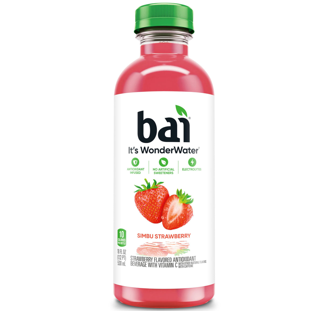 Bai Simbu Strawberry Antioxidant Infused Water – 18 Fl Oz Bottle, Pack of 12