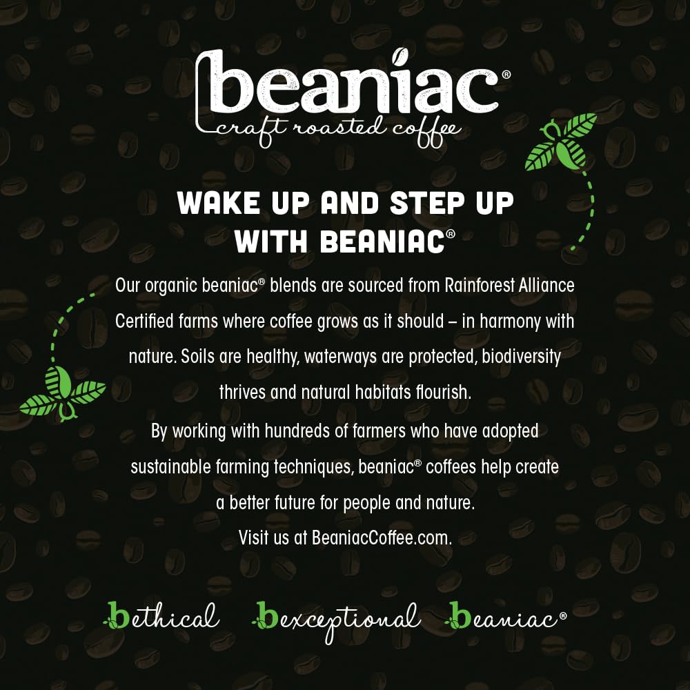 Beaniac Organic Full On French Roast K-Cup Pods – Dark Roast, Compostable, Keurig Compatible, 30 Count