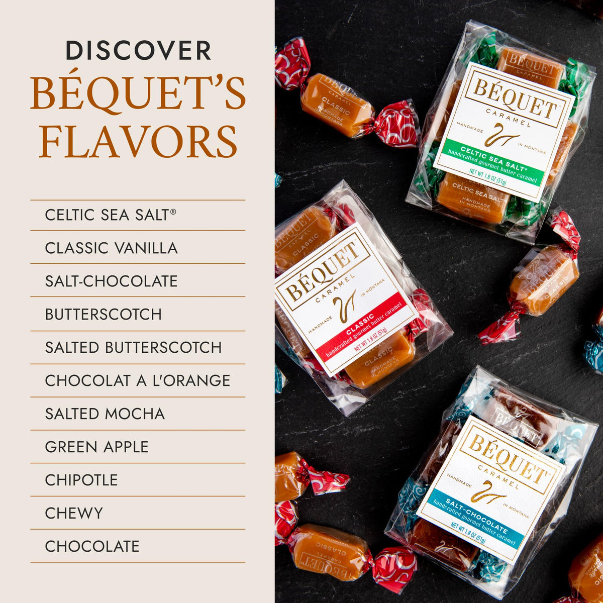 Béquet Celtic Sea Salt Caramels – Soft Gluten-Free Kosher Gourmet Caramel in 24 oz Resealable Pouch