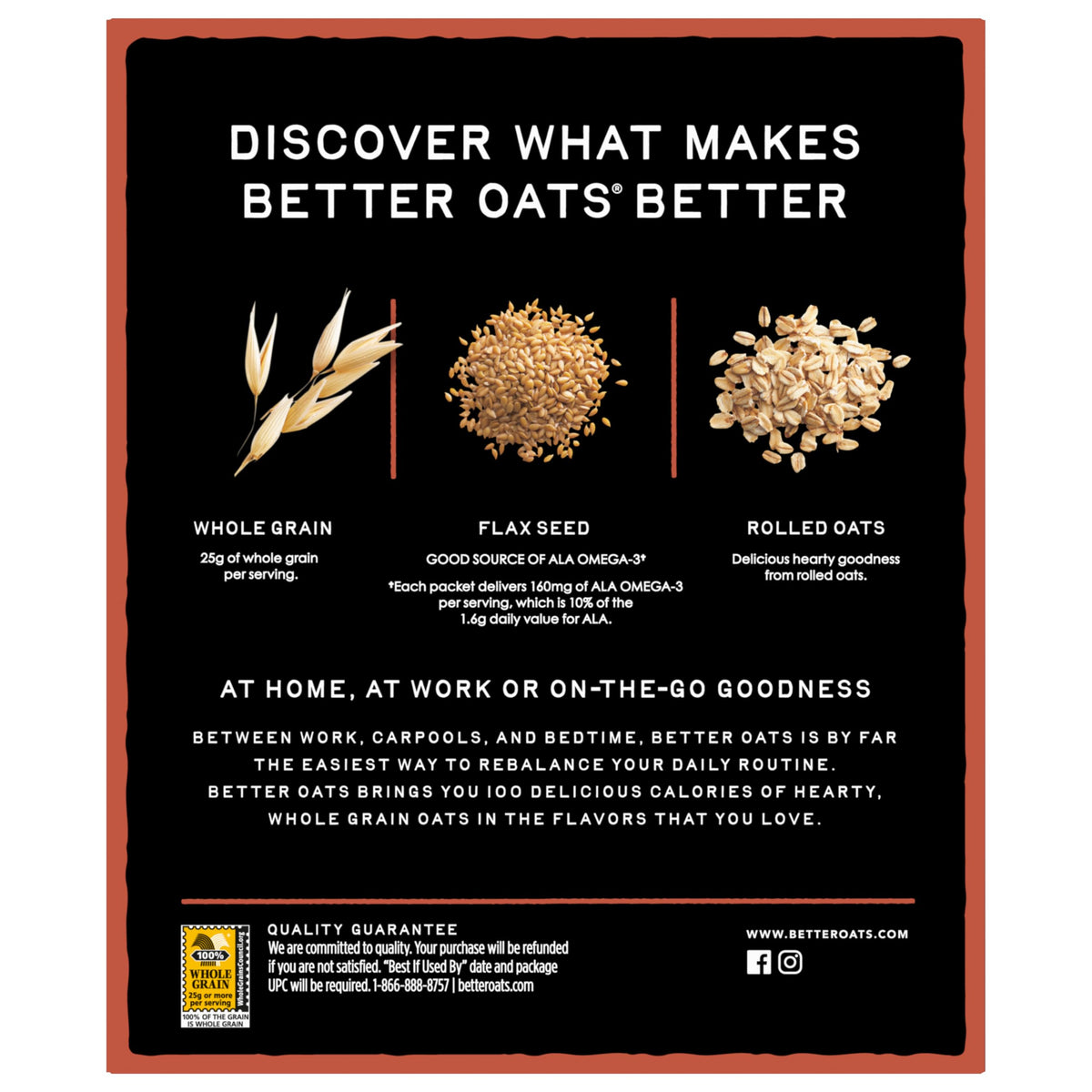 Better Oats 100 Calorie Maple & Brown Sugar Oatmeal Packets — 6 Boxes, 10 Pouches Each | Quick 90-Second Oats with Flax Seeds
