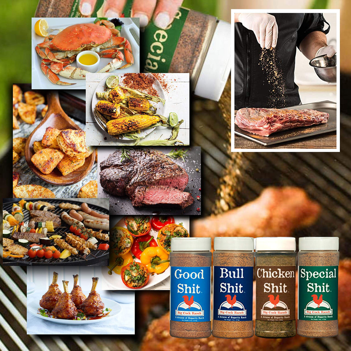 Big Cock Ranch Gourmet Seasoning Bundle – Gluten-Free, No MSG, 4 Flavors