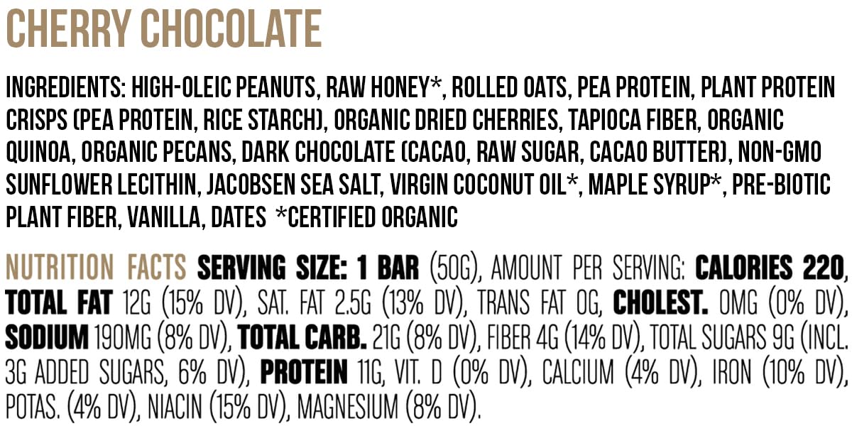 Big Spoon Roasters Cherry Chocolate Nut Butter Bars – Low Carb, High Protein Vegan Snack (12 Pack)