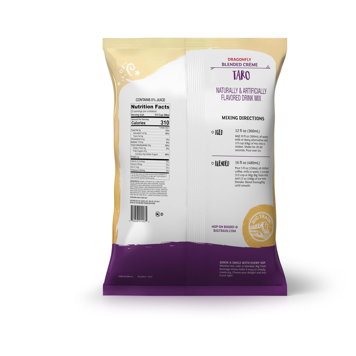 Big Train Dragonfly Taro Blended Crème Frappe Mix - 3.5 lb (Packaging May Vary)