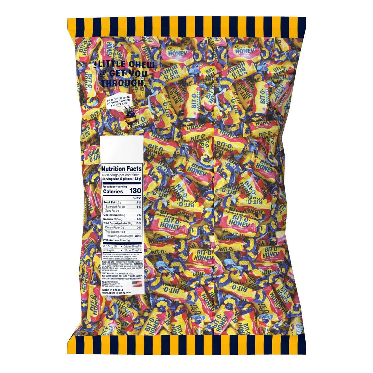 Bit-O-Honey Candy - Gluten-Free Honey Taffy with Roasted Almond Bits | 5 LBS Bulk